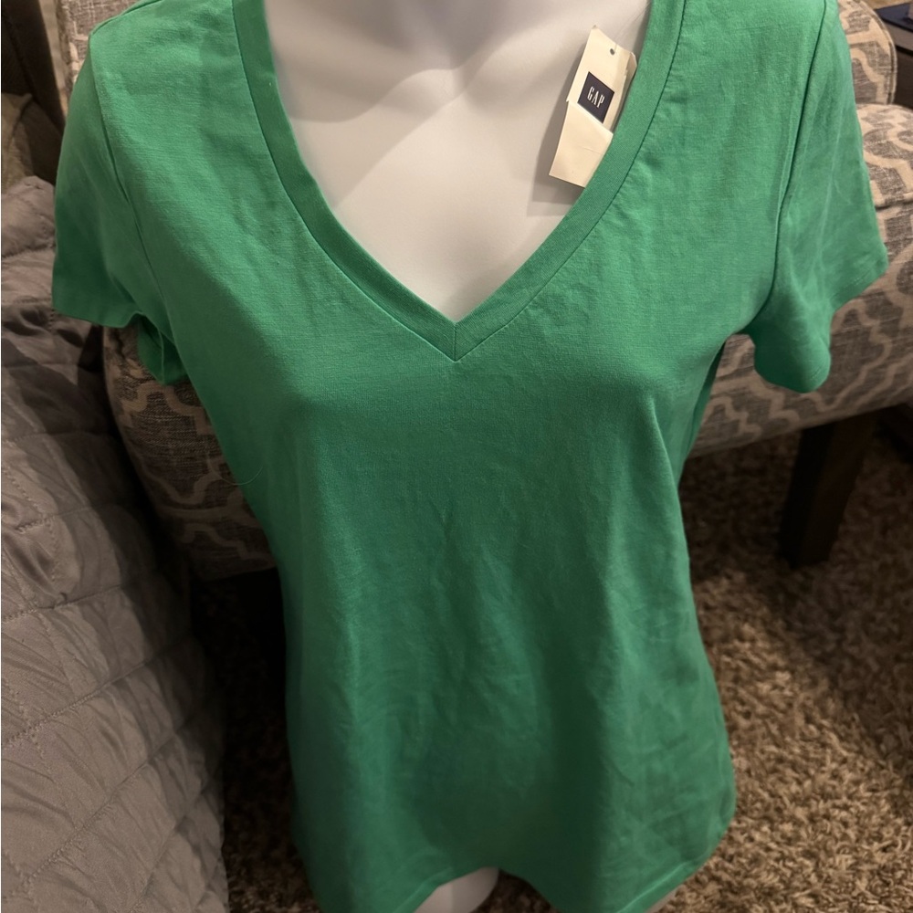 GAP Women's Green V-Neck Top